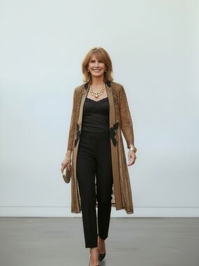 Vintage Lili Butler 90’s gold & black embroidered evening duster/coat jacket